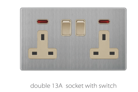V3 Golden-Stainless Double Socket