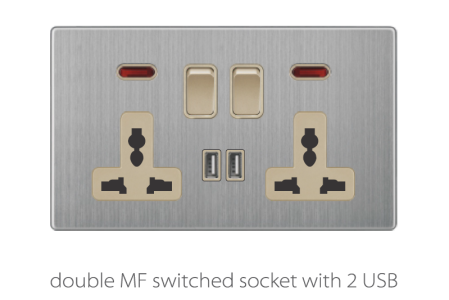 V3 Golden-Stainless Double Socket