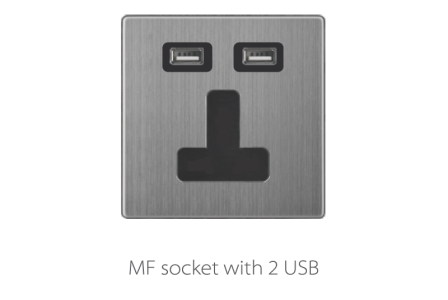 V3 Coffee-Stainless Socket 13A/15A