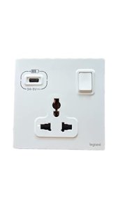 Socket With USB Type C White Color