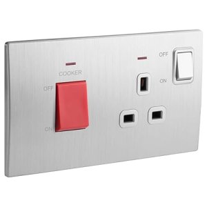 45A Double Pole Switch and 13A Switched Socket Alliminium