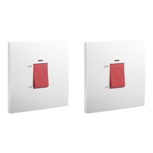 1 Gang Double Pole 45A Switch with LED Power Indicator white