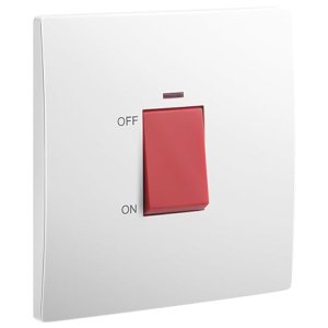 1 Gang Double Pole 45A Switch with LED Power Indicator white