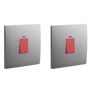 1 Gang Double Pole 45A Switch with LED Power Indicator Silver