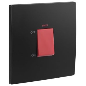 1 Gang Double Pole 45A Switch with LED Power Indicator Black