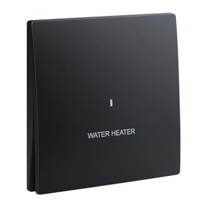 1 Gang 1 Way Double Pole  20A Switch with Water Heater and Red Power Indicator Black