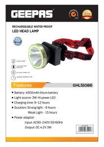 GEEPAS LED HEAD LAMP - GHL51086