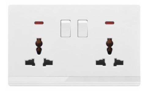 V-MAX DOUBLE MF SOCKET WITH SWITCH-IVORY SERIES