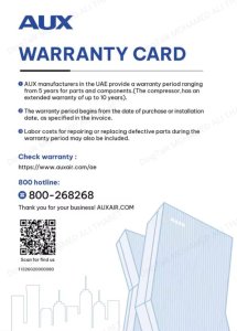 AUX 1.5 Ton Split Air Conditioner 2 Star Inverter Compressor 18000 BTU Color White ATW18A4DI-2AE – 5 Year Full 10 Year Compressor Warranty.