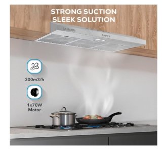 LA MODANO Slim Stainless Steel 90cm Built-In Kitchen Hood with 3-Speed Control, LED Lighting, and Carbon Filter- LMCH906S