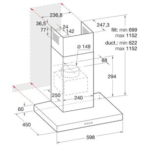 Indesit 60cm Decorative Chimney Hood