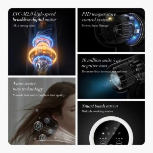 JIMMY Ultra Fast Dry Hair Dryer F7 Infuse Hair with Nano Water Ions and Smart Touch Screen